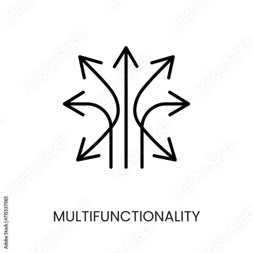 Multifunctionality, arrows in different directions line icon vector