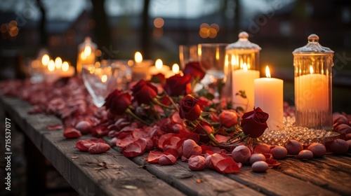 Romantic scenery for valentines day a table prepared UHD wallpaper