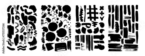 Big collection of vector grunge elements. Hand drawn smudges, circles, blots, stamps, splatters, brush marks, brush strokes and ink strokes.