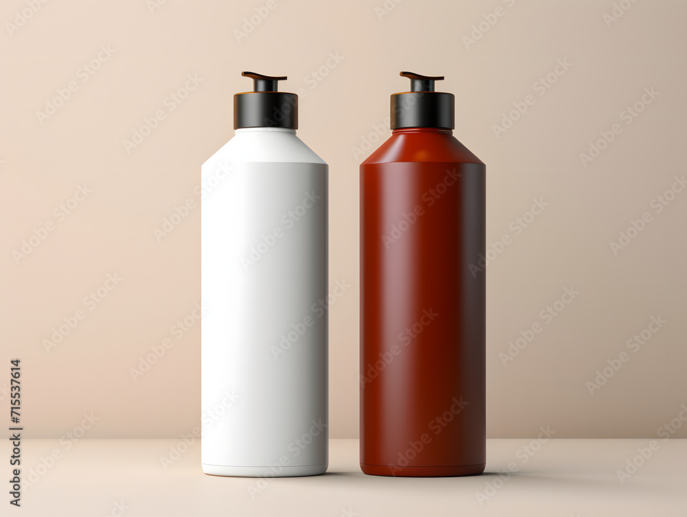3D two blank shampoo bottles mockup 3D two blank shampoo bottles mockup