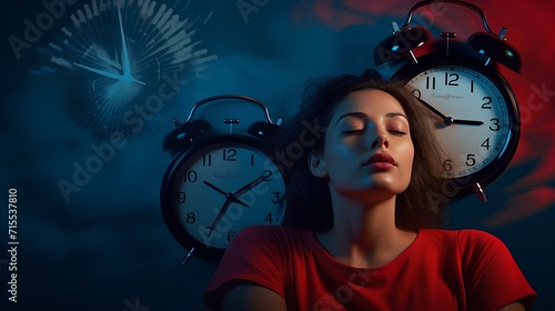 person with clock sleep day