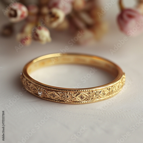 a yellow gold engagement ring with diamonds
