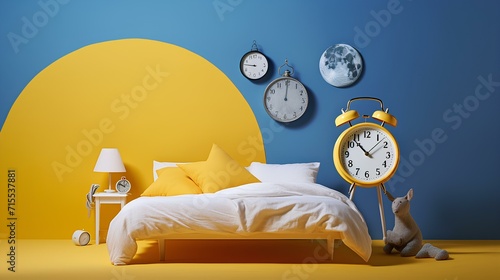 person with clock sleep day