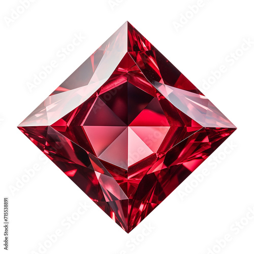 isolated illustration of red ruby gem crystal. Created with Generative AI