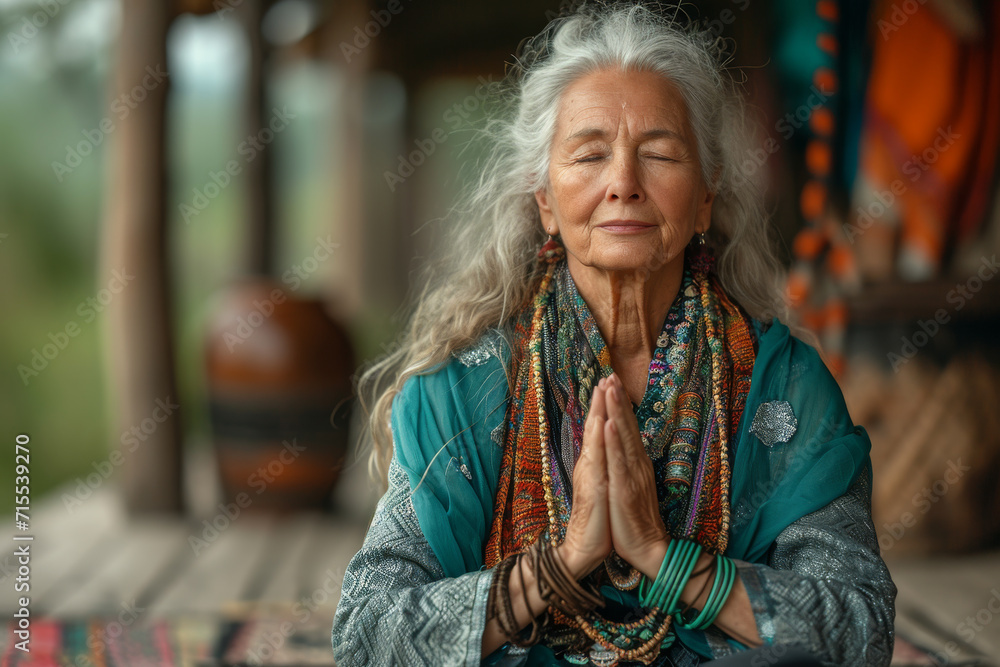 Ältere Frau macht Yoga-Praxis