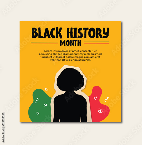 Black history month social media post template vector