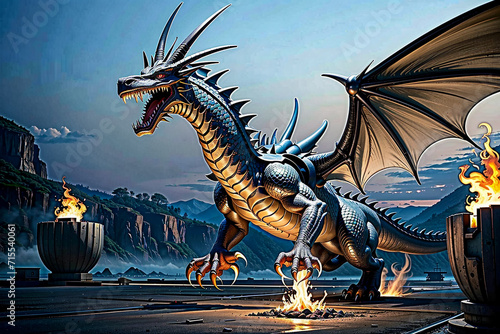 Fire breathing dragon, Generative Ai © Muneeb