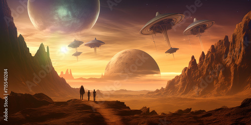 Fantastic landscape on a distant planet is an amazing image