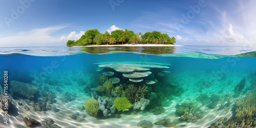 Underwater Tropical World And Green Island © tan4ikk