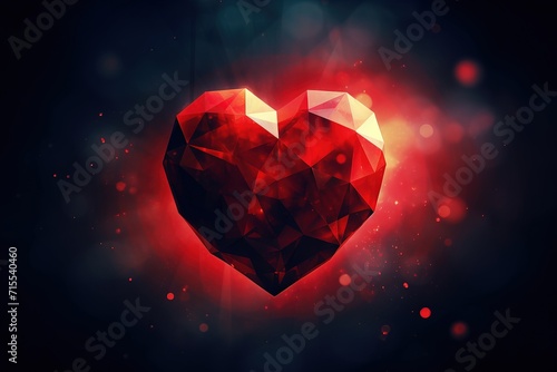 illustration of polygonal red heart