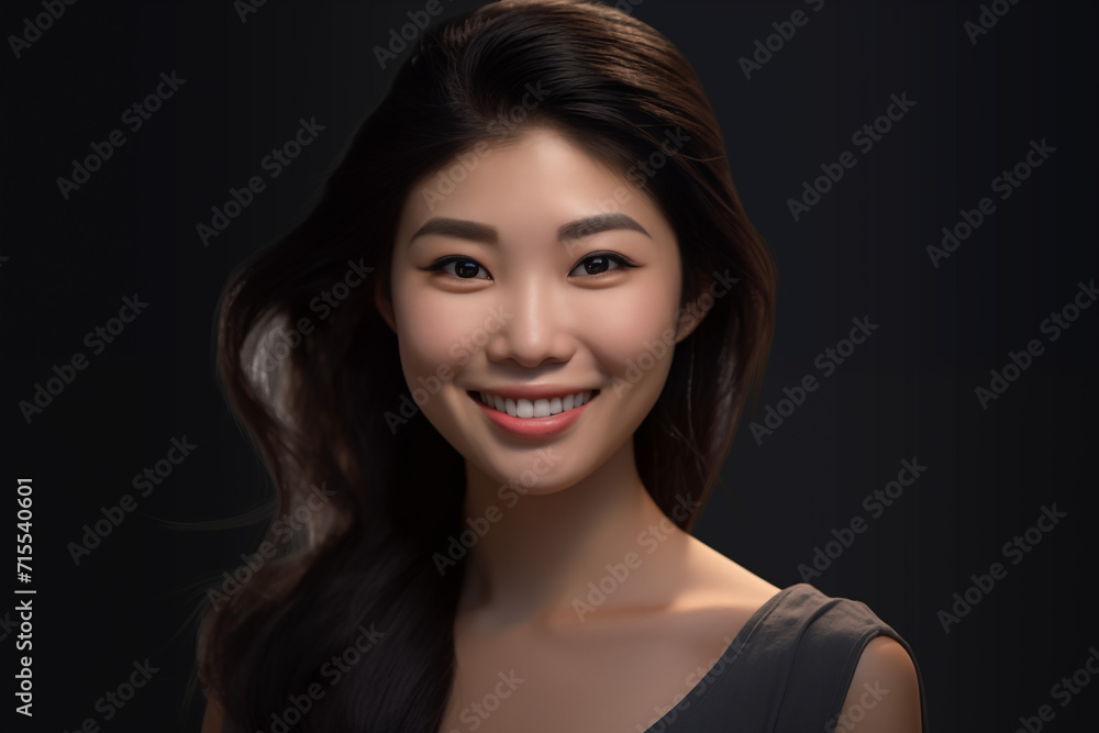 Asian woman smiling. Buissenes woman. Asian country. China. Japan. AI. Asian woman smiling. Buissenes woman. Asian country. China. Japan. AI.