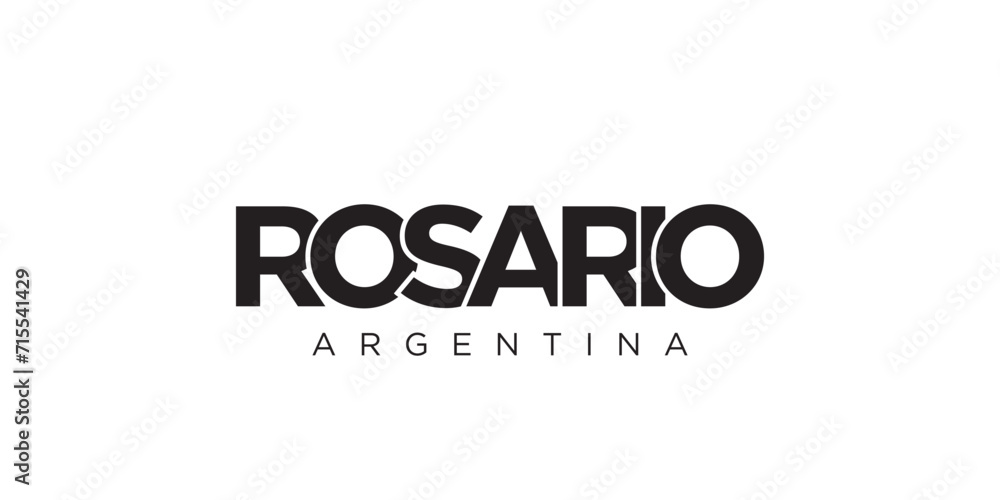 Rosario in the Argentina emblem. The design features a geometric style, vector illustration with bold typography in a modern font. The graphic slogan lettering. Rosario in the Argentina emblem. The design features a geometric style, vector illustration with bold typography in a modern font. The graphic slogan lettering.