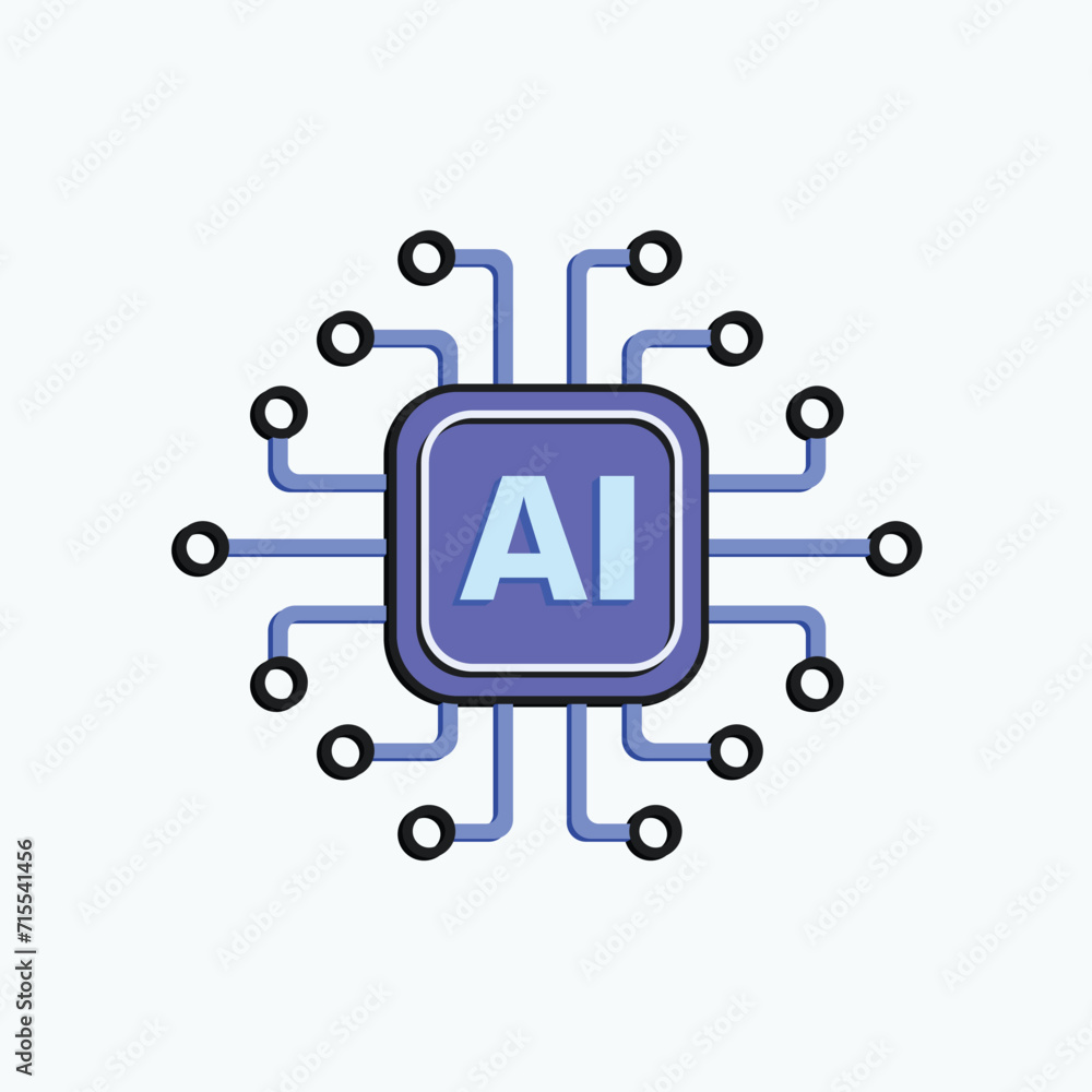 Fototapeta premium AI or Artificial intelligence in chip with circuit vector