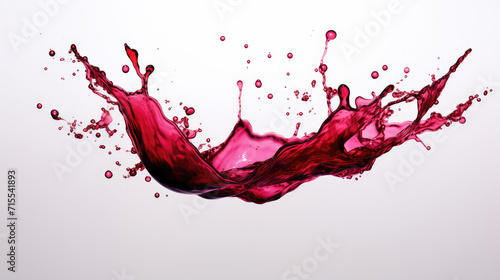 artistic red wine spill in high-speed capture, isolated white background