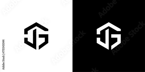 initial logo L and G or G with a combination of a black and white pentagon