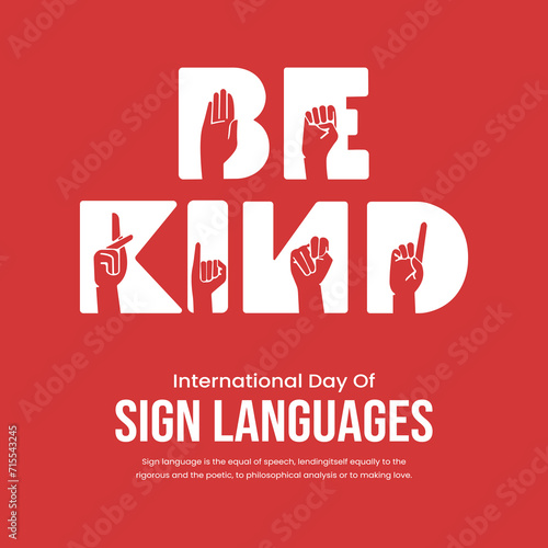 International Day of Sign Languages, banner, poster, social media post, vector illustration, awareness, observance, 23 September, humanity, equality, diversity, inclusion, World Deaf Day