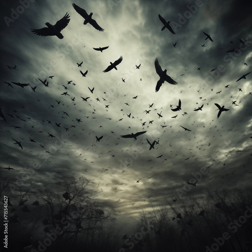 large flock of crows photo