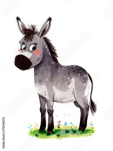 cute donkey hand drawn illustration © puruan-AI