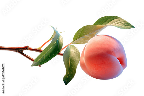 red-apple with green branch isolated on a Transparent background. Generative AI