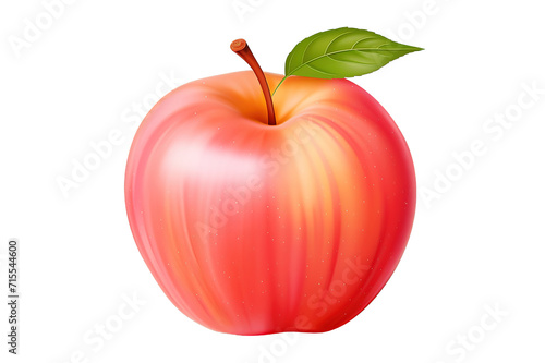 red-apple with green branch isolated on a Transparent background. Generative AI