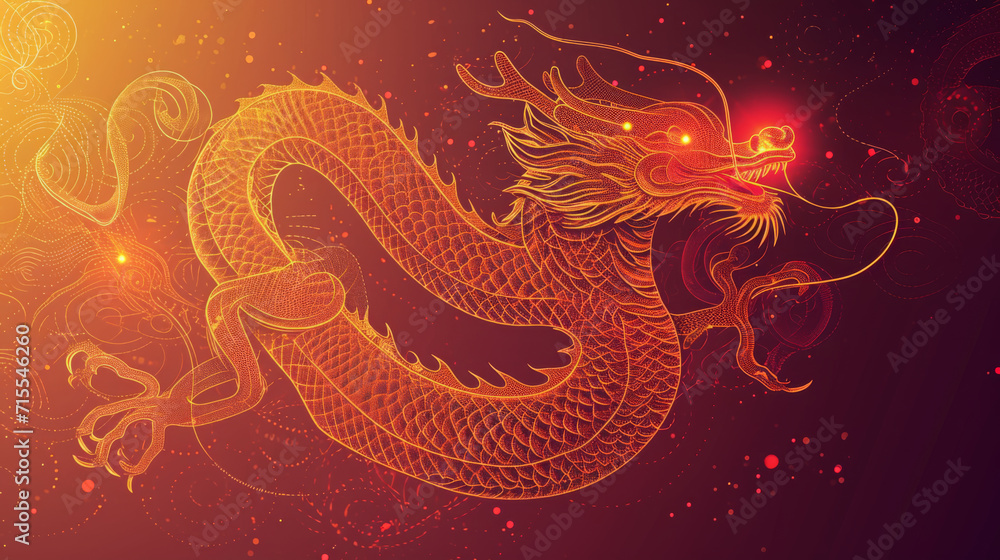Chinese dragon on a red background. Chinese dragon on a red background.
