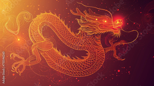 Chinese dragon on a red background.