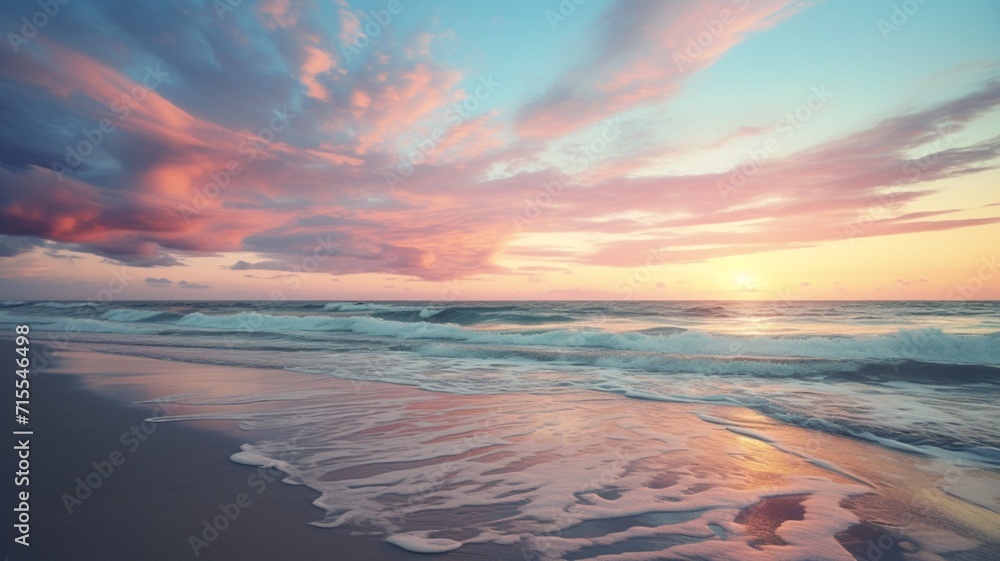 Beautiful calm ocean beach waves sunset photography wallpaper