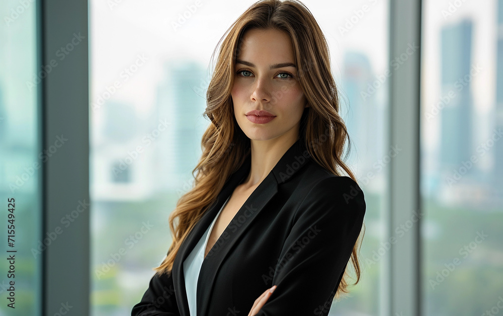 Woman in Suit Poses for Picture