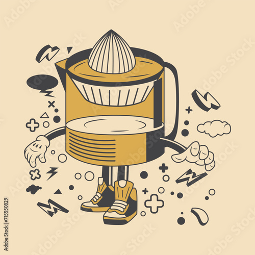 Retro Lime Squeezer Cartoon Character Vector Illustration