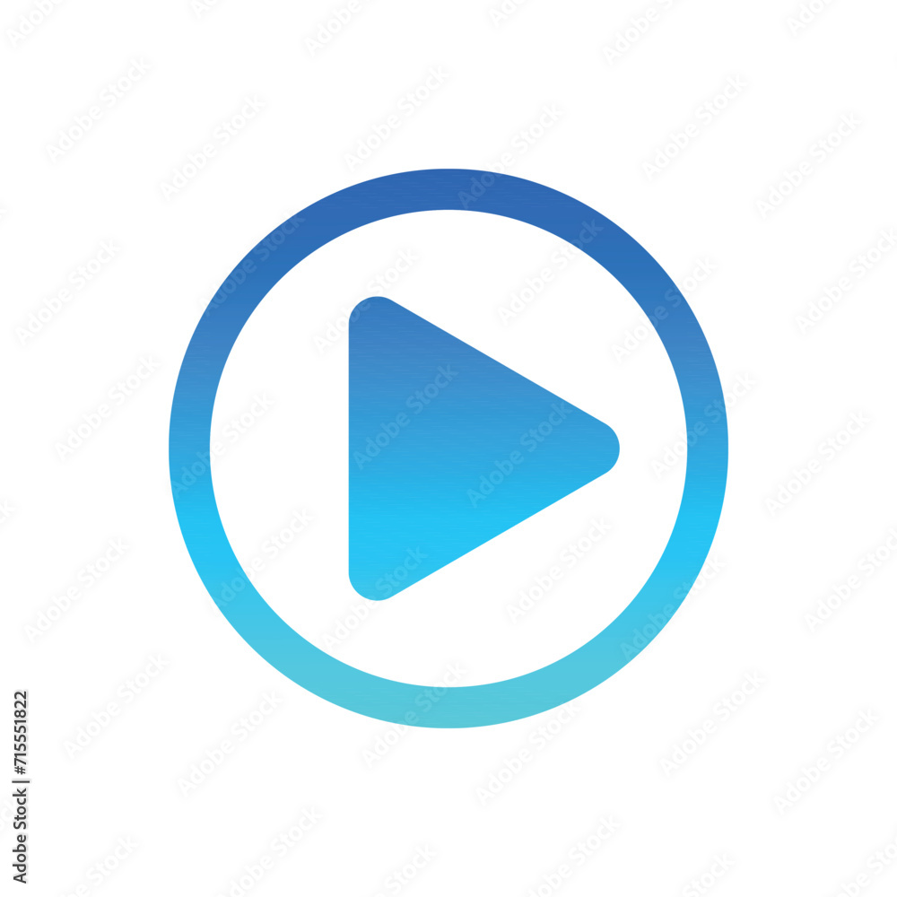 Hollow video player flat icon isolated on white background with blue tone gradient. Hollow video player flat icon isolated on white background with blue tone gradient.
