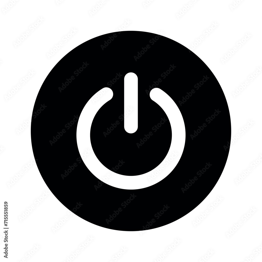 Vectorized flat icon of power off and on button hollowed out in black circle on transparent background. Vectorized flat icon of power off and on button hollowed out in black circle on transparent background.