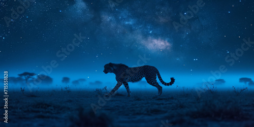 Afrikanischen Savanne Gepard unter einem Sternenhimmel 