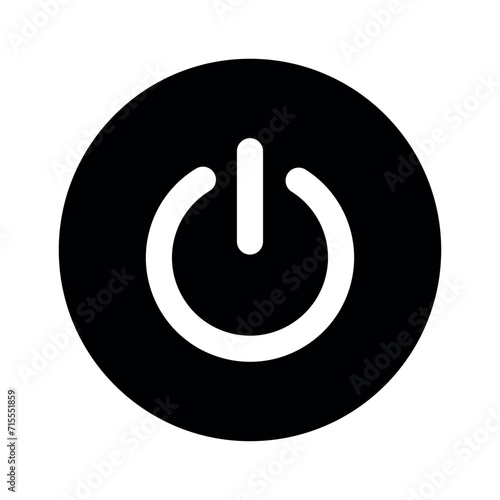 Vectorized flat icon of power off and on button hollowed out in black circle on transparent background.