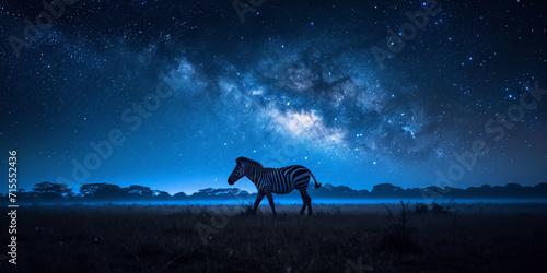 Afrikanischen Savanne Zebra unter einem Sternenhimmel 