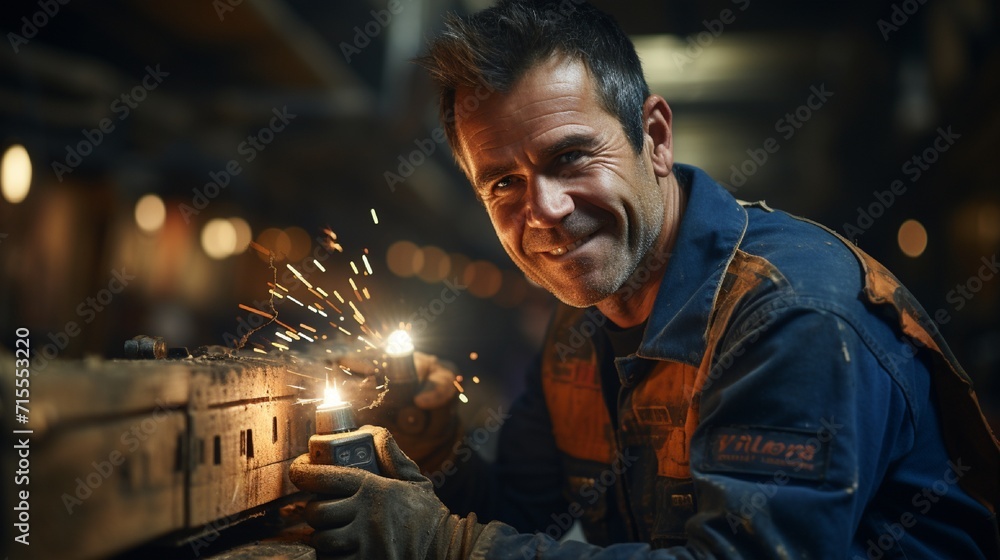 welder at work in factory