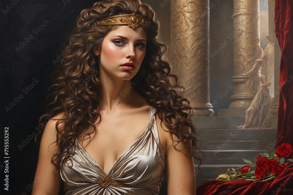 "Witness the power and allure of Helen of Troy in a realistic oil