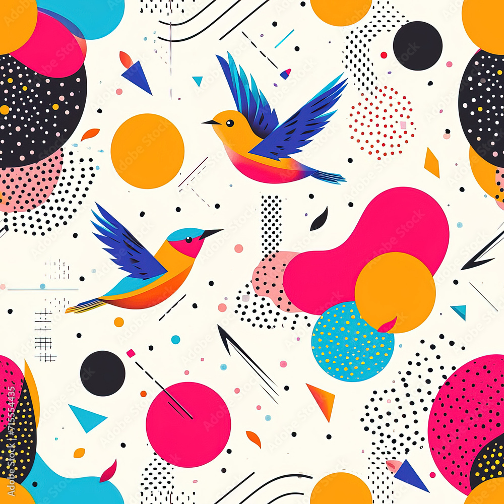 Birds line art cartoon origami repeat pattern Birds line art cartoon origami repeat pattern
