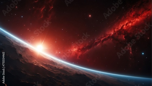 Space background abstract with red light digital materials, technology concept from Generative AI