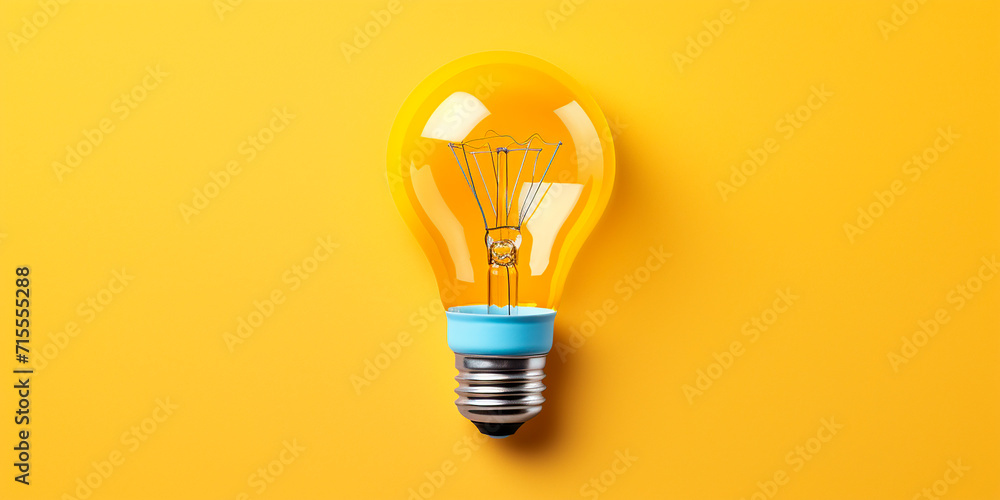 Photorealistic image of a yellow incandescent light bulb on a yellow background Photorealistic image of a yellow incandescent light bulb on a yellow background
