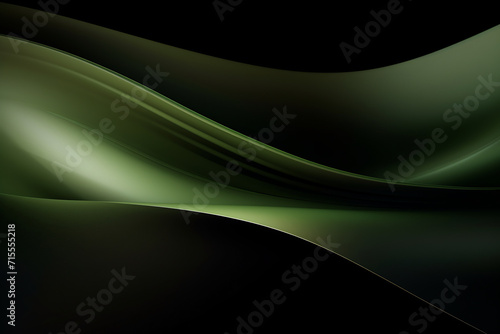 Abstract Green and Black Waves Flowing Design Background. Modern Digital Art Concept