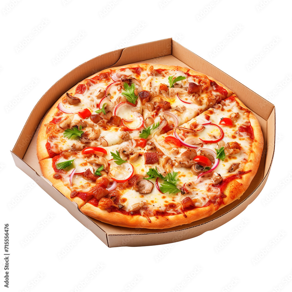 pizza in a box isolated on transparent background Remove png, Clipping Path, pen tool