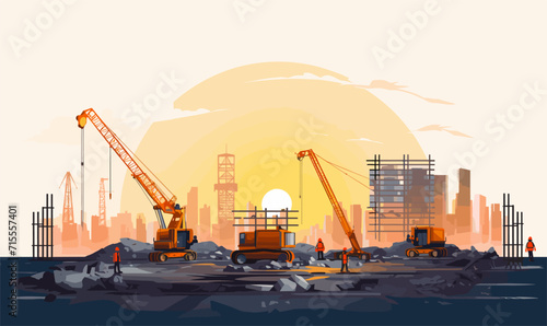 construction site vector flat minimalistic isolated illustration