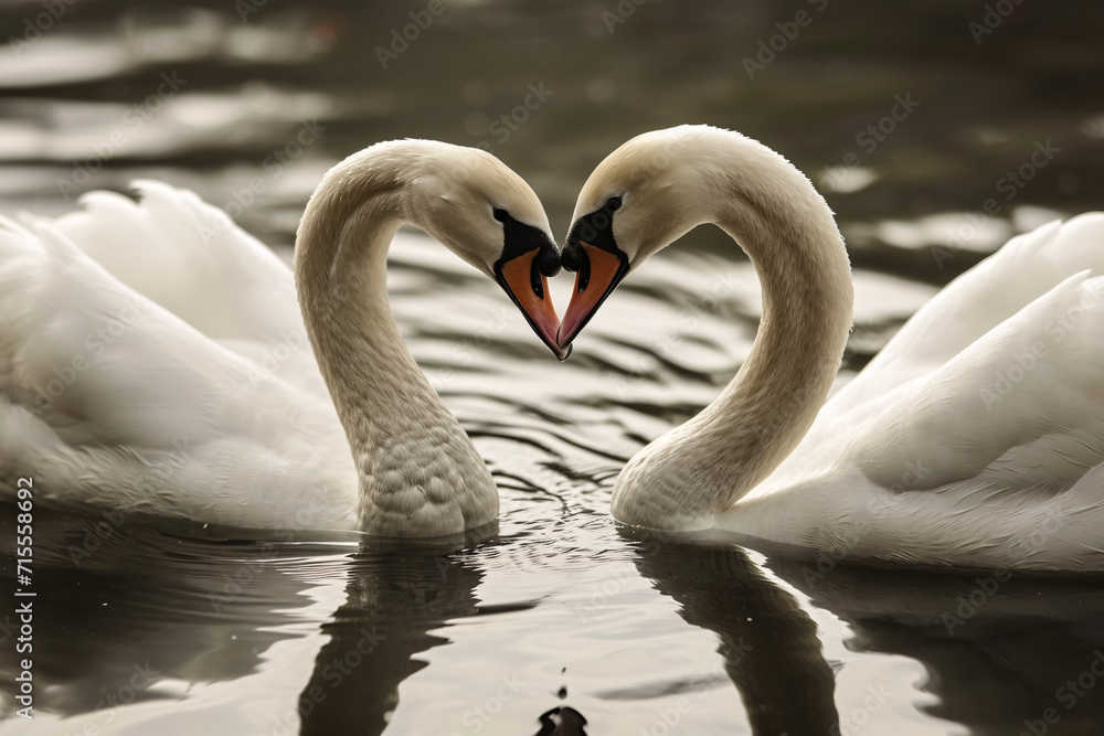 Fototapeta premium Happy Valentine Swans