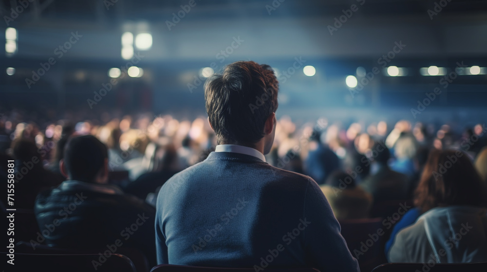 Rear view of unrecognizable people in audience at the conference hall. Business and entrepreneurship concept. Rear view of unrecognizable people in audience at the conference hall. Business and entrepreneurship concept.