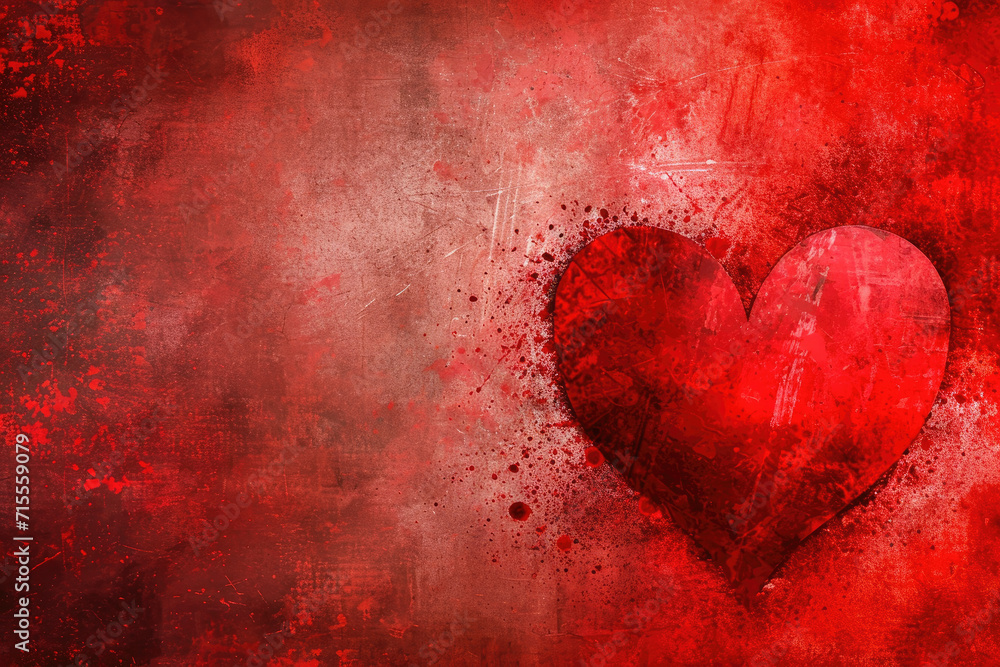 Grunge Lovely Valentine Red Heart Background