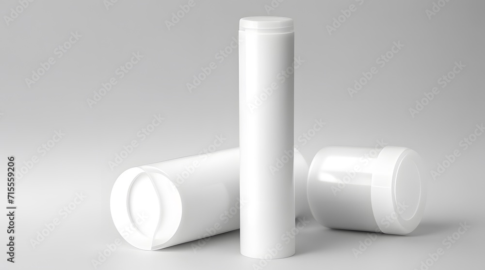 Blank white cosmetic tube mockup isolated on gray background