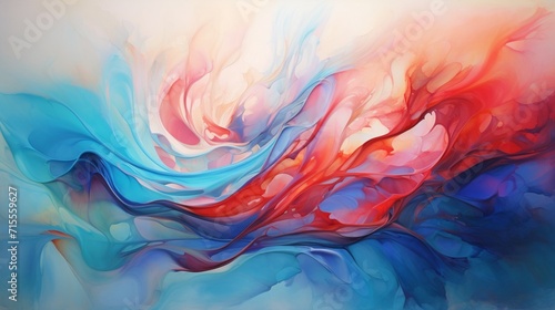 An interplay of fiery reds, orange and cooling blues in an abstract portrayal, invoking a sense of passionate intensity balanced with serene tranquility. - Generative AI
