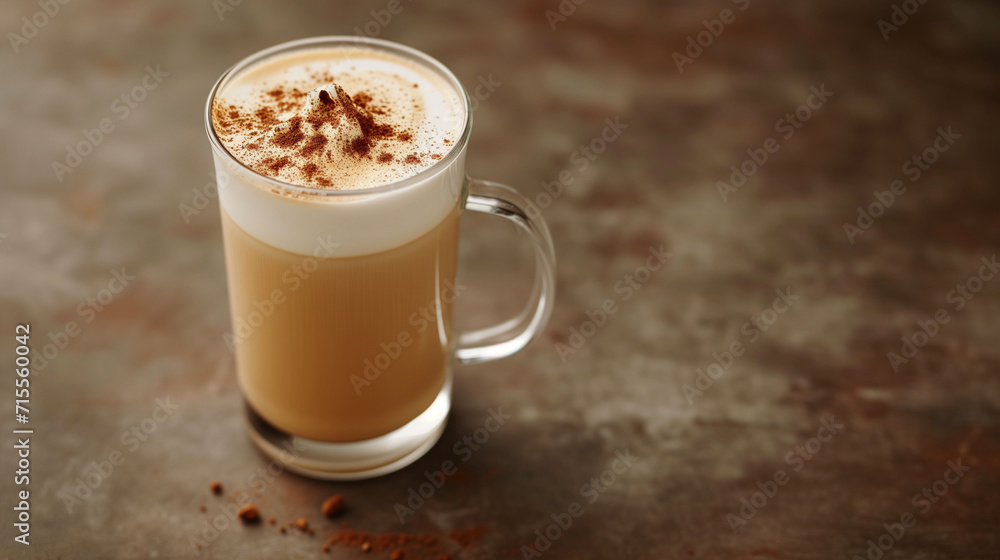 cup of chai latte with cinnamon sticks, with space for text cup of chai latte with cinnamon sticks, with space for text
