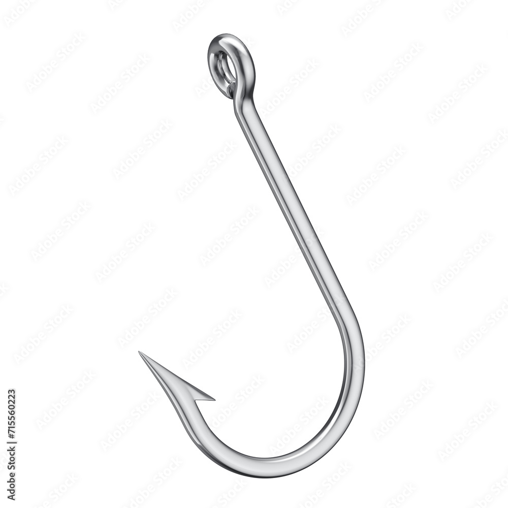 3D Chrome Fishing Hook with Transparent Background 3D Chrome Fishing Hook with Transparent Background