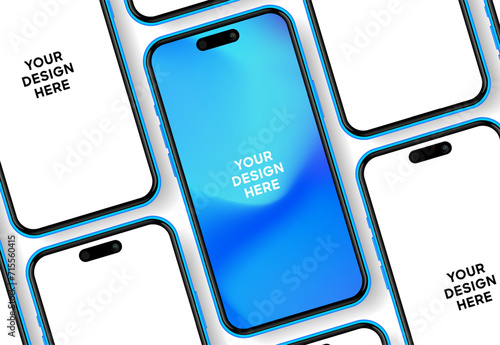 Realistic smartphone mockup. Mobile phone vector with isolated on white background. Device front view. 3D mobile phone with shadow. Realistic, high quality smart phone mockup for ui ux presentation.